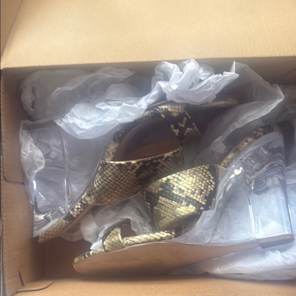Gold and Black Snake Print Heels